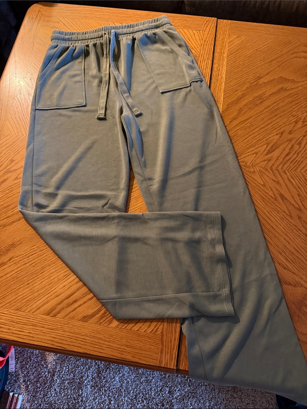 Women’s Boot Cut Drawstring Pants in Sage Green